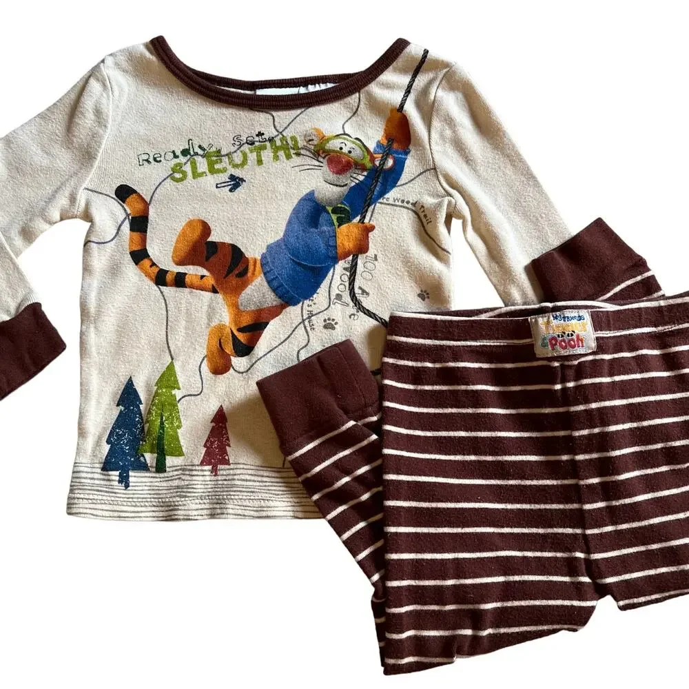 Disney My Friends Tigger and Pooh Pajama Outfit Set Baby Sz 12 Months